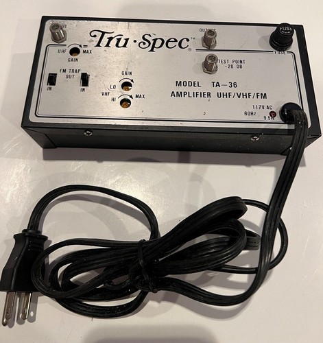 Tru-Spec Model TA-36 Amplifier UHF / VHF / FM 117V AC 60Hz 9.5W