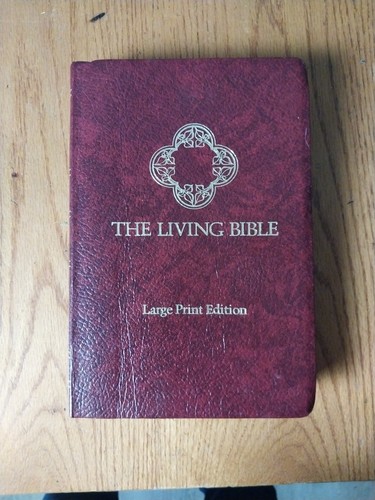 The Living Bible Paraphrased LARGE PRINT 1986 Red Letter Faux Leather Tyndale
