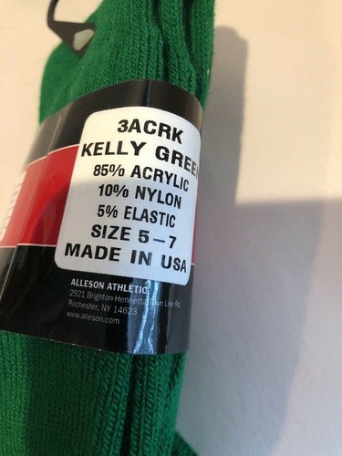 2 Pairs ALLESON ATHLETIC TEAM SOCKS Kelly Green SZ 5-7 Baseball NEW - Picture 3 of 3