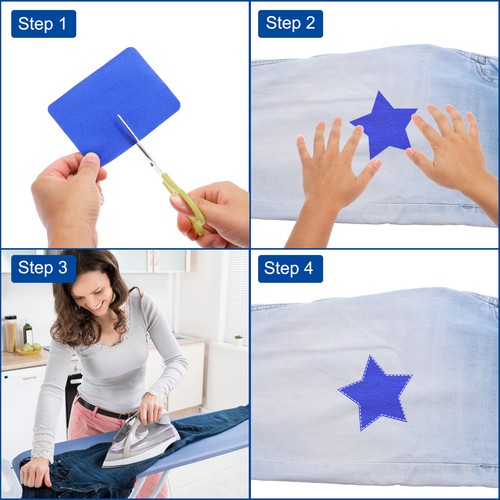 6 x Stoff Aufnäher Bügelflicken dunkelblau 4,9"x3,7" für Kleidung - Bild 5 von 6
