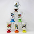 Vintage 1960s Fred Roberts Sanyei muticolor song bird porcelain mugs, set of 6