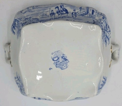 Antique Ridgway ORIENTAL 8” Blue/Gold Trimmed Serving Bowl W/ Lid VG Condition - Picture 8 of 12