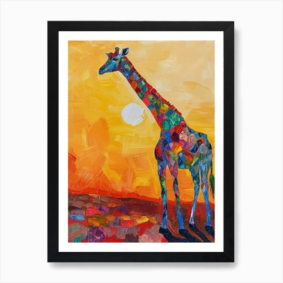 Colourful Giraffe Portrait 1 Art Pr Framed Wall Art Poster Canvas Print Picture