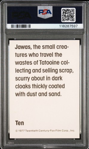 1977 Star Wars Wonder Bread #10 Jawas PSA 7 NM *GLEECARDS* - Picture 2 of 2