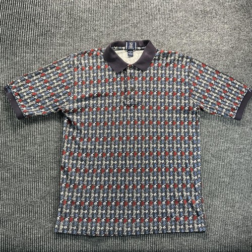 Vintage PGA Tour Polo Shirt Mens Medium Multicolor Geometric Pattern Golf 90s - Picture 1 of 18