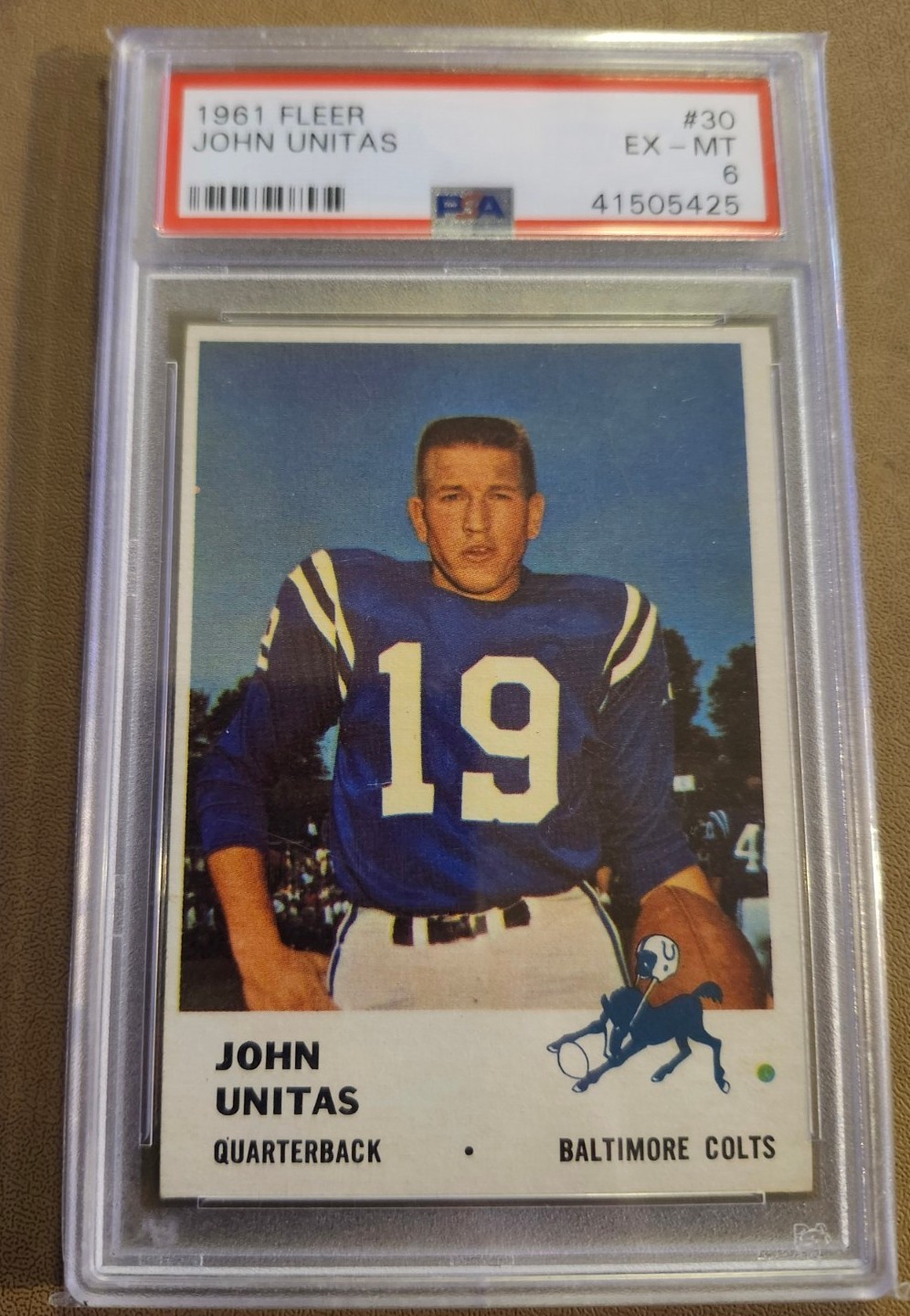 1961 Fleer #30 Johnny Unitas (HOF) PSA 6 ~ Baltimore Colts