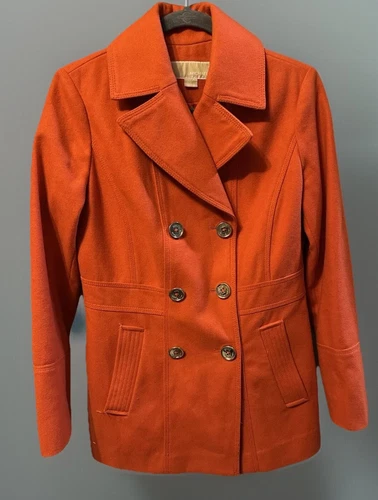 Cappotto donna MICHAEL Michael Kors misto lana pea taglia 4 foderato intero tre bottoni