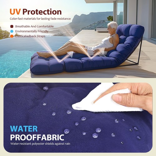 Chaise Lounge Cushions Outdoor, Waterproof and Fade-Resistant Lounge Chair Cu... - Picture 2 of 7