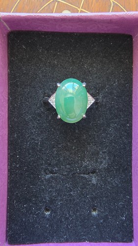 Genuine Water Green 6.05ct Jadeite Jade (Type A) 925 Silver Ring SIZE Adjustable - Picture 11 of 12