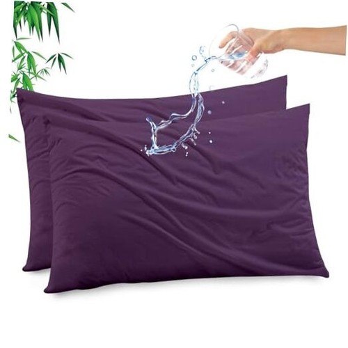 Bamboo Rayon Waterproof Pillow Protector, Standard - 2pcs 17 - Purple