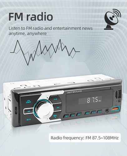 1 DIN MP3 Fernbedienung 7Farben Autoradio Mit AM USB Bluetooth Freisprech TF AUX - Bild 12 von 16