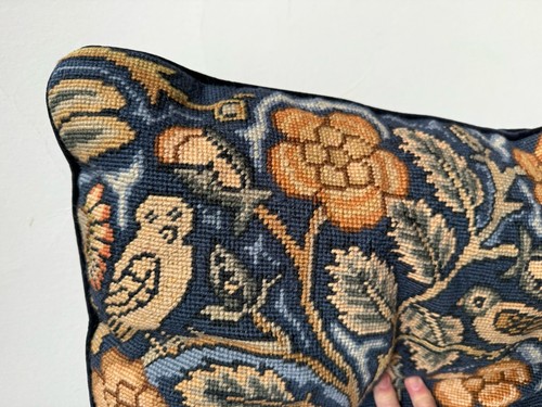 Rare English Tapestry *NEEDLEPOINT DECORATIVE PILLOW Deer Flowers Retails $180 - Picture 5 of 15