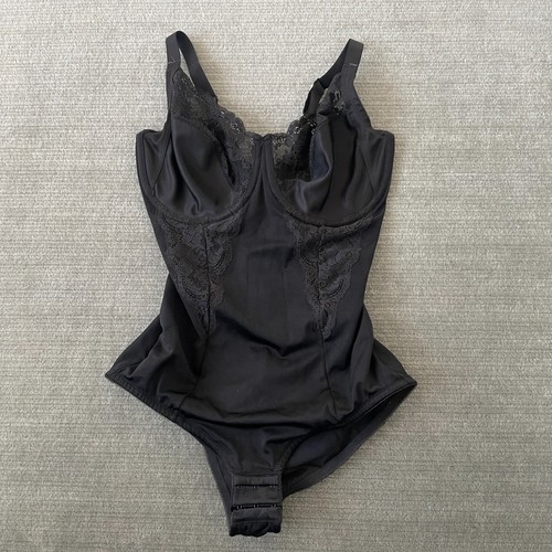 Maidenform 1456 Einteiler Damen 36DD Schwarz Ungefüttert Cup Integrierter BH Body Shaper