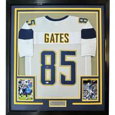 FRAMED Autographed/Signed ANTONIO GATES 33x42 White Jersey Beckett BAS COA