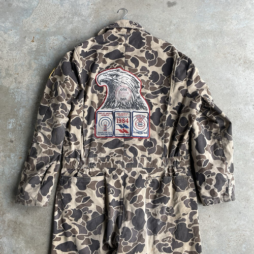 Vtg 80's Cabela's U.S. Olympic Shooting Team Coveralls Duck Camo Size XL Hunting - Picture 4 of 17