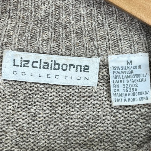 Maglione Liz Claiborne vintage marrone misto lana seta manica corta neutro medio - Foto 4 di 4