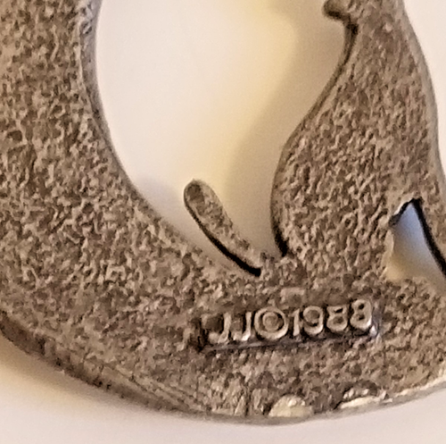 1988 Vintage JJ Howling Wolf Crescent Moon Pewter Southwestern Ohrringe - Bild 3 von 5