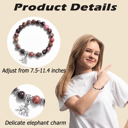 Elephant Gifts for Women Get Well Soon Gifts Inspiration Beaded Bracelets Elepha - Imagen 5 de 6