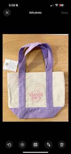 Trader Joe's Mini Pastel Canvas Tote Bag PINK  AND PURPLE NWT - Bild 14 von 14
