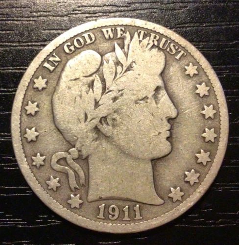 1911-S Barber Silver Half Dollar, VG. Some Letters of LIBERTY! B170