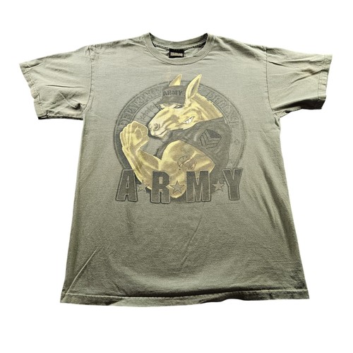 US Army Shirt Herren Medium olivgrün Pantolette Maskottchen Grafik Military Tee T-Shirt - Bild 1 von 8
