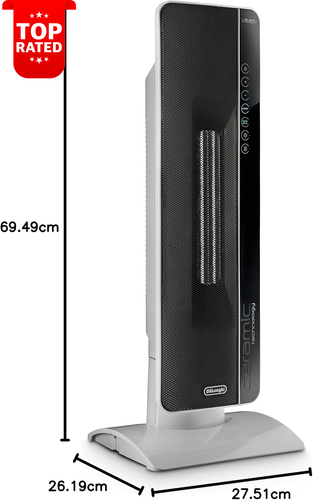 Ceramic Tower Fan Heater Quiet with ECO Function Remote Timer 2400W Home White - Picture 9 of 10