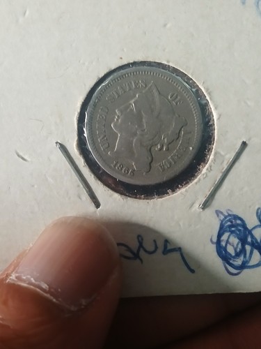 1865 THREE CENT NICKEL ~ FINE+ ~NICE COIN~ - Picture 3 of 4