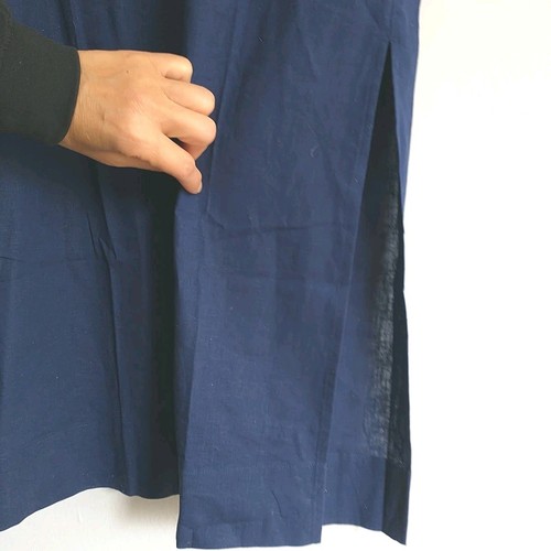 Lauren Ralph Lauren Black Label Maxi Dress S Blue RLL Logo Henley Slit PocketNew - Imagen 8 de 9