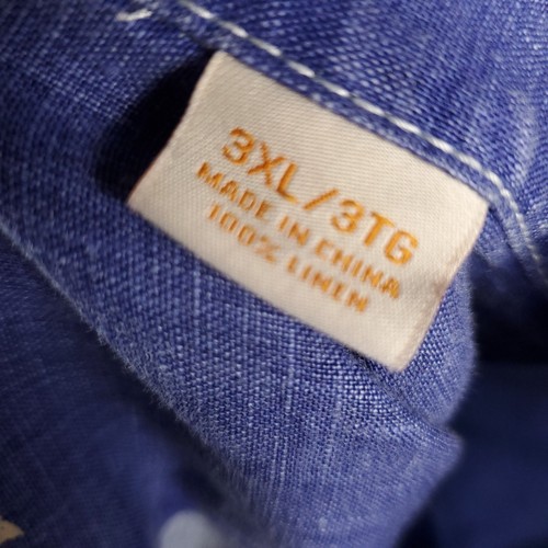 Tommy Bahama Relax Hemd Herren 3XL Blau Leinen Langarm Freizeit Knopfleiste * - Bild 8 von 8