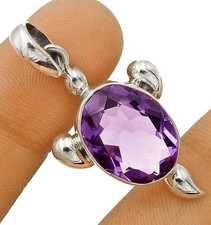 5CT Natural Amethyst 925 Solid Sterling Silver Pendant Jewelry B14-5