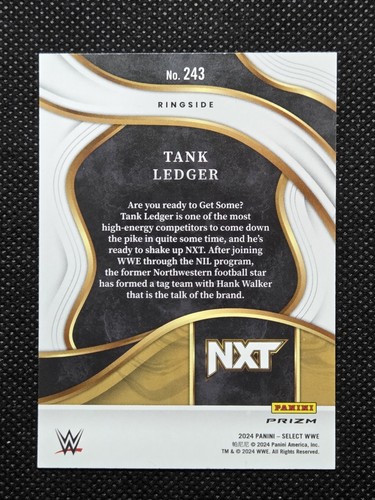2024 WWE Panini Select #243 TANK LEDGER Ringside Green Flash Prizm Rookie RC NXT - Picture 2 of 2