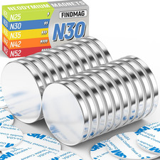 20 Pack Neodymium Magnets Strong Neodymium Disc Magnets with Double-Sided Adhesi