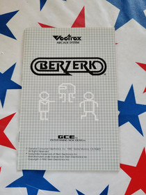Vectrex Berzerk Cartridge, Overlay & Manual GCE Milton Bradley 1982