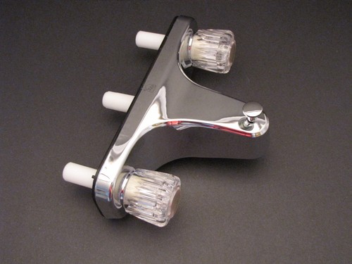 Mobile Home RV Tub/Shower Faucet. 2 Valve Diverter. Chrome. 8" on center valves - Picture 3 of 3