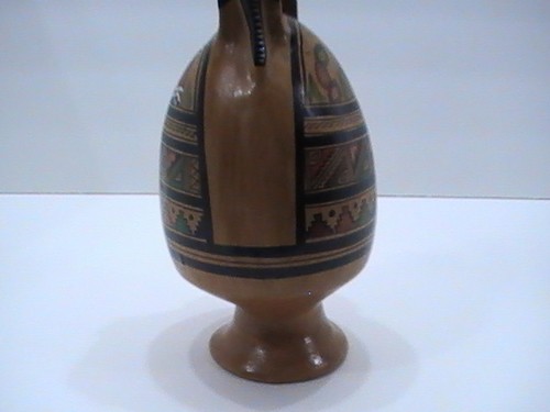 PERU INCA Murals Pottery Art Deco Hand Painted Handcrafted Jaguar 8.5" tall - Picture 10 of 12