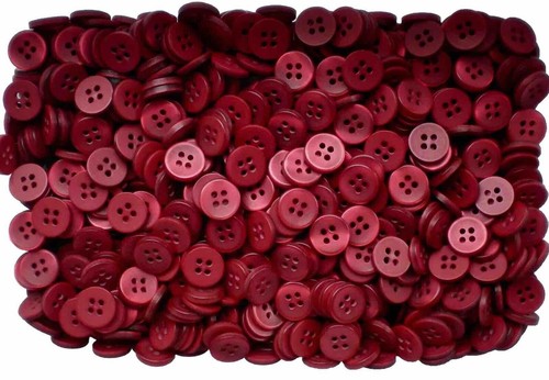 Buttons 11mm 18L Dark Red Pearlescent Quality 4 Hole Satin Small Button (Z18) - Picture 24 of 24