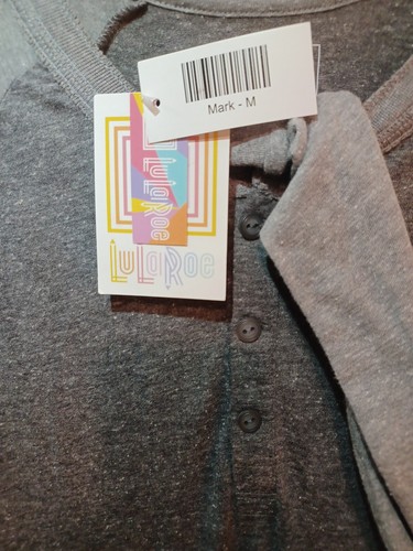 LuLaRoe Mens Long Sleeve Shirt Size Mark-M Two Toned Grey Medium NWT - Picture 4 of 5