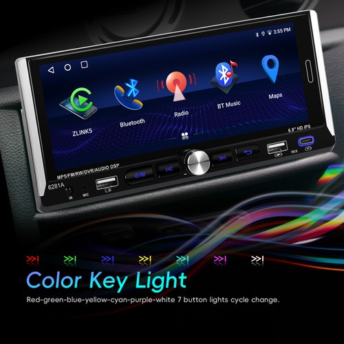 Autoradio singolo 1 DIN GPS NAVI Carplay 6,9 pollici lettore stereo Android 15 2+64G - Foto 12 di 24
