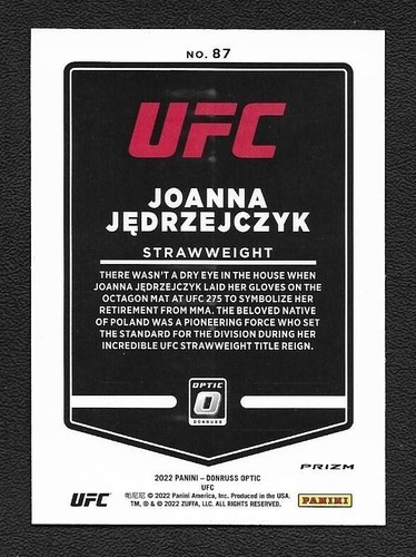 Joanna Jedrzejczyk Signed Autograph 2022 Donruss Optic UFC Silver Prizm Card #87 - Picture 2 of 2