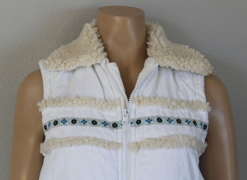 BB DAKOTA White & Blue Fair Isle Sherpa Vest, Size Small S - Picture 2 of 7