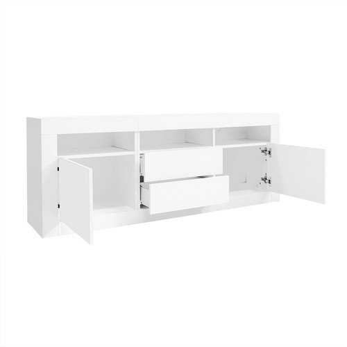 Hochglanz Sideboard Mit LED-Beleuchtung Lowboard TV Lowboard Fernsehschrank Weiß - Bild 10 von 10