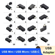 Mini USB to Micro USB Adapter Converter Type-C to Micro Left / Right Angle Male