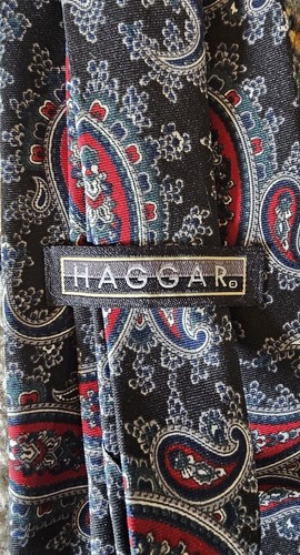 HAGGAR MEN’S PAISLEY 100%  POLYESTER TIE NECKTIE MULTICOLOR MADE IN USA - Picture 4 of 6