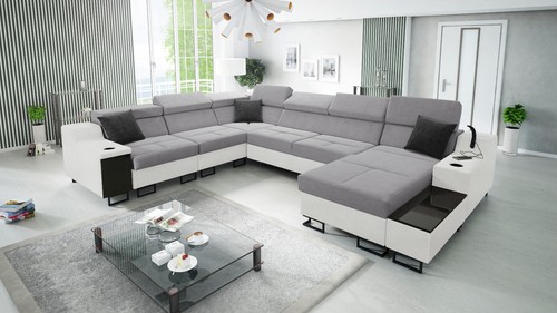 Ecksofa mit Schlaffunktion Fosti VIII Wohnlandschaft U-Form XXL Schlafsofa 26 - Bild 32 von 34