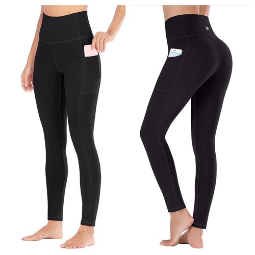 Ewedoos Leggings Pockets Womens S Black Pull On Pants High Rise Wide Waistband - 第 1/11 張圖片