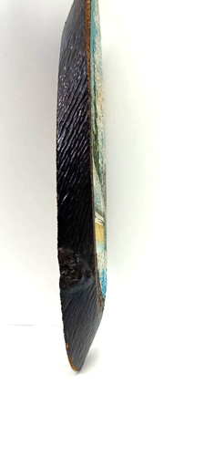 Vintage Natural Wood Hand Painte Decor Wall Hanging Panel Made Ornamental Stone - Picture 4 of 9