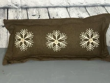 Christmas Holiday Decorative Snowflake Pillow Lumbar Brown
