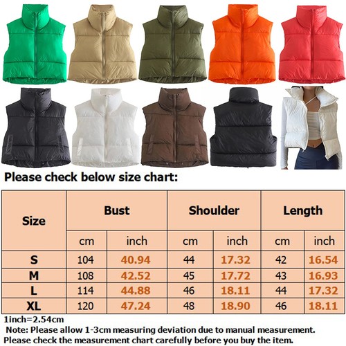 Ladies Winter Crop Vest Stand Collar Puffer Jacket Women Sleeveless Casual Coat - Picture 2 of 57