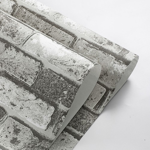 3D Grey Brick Effect Wallpaper Realistic Slate Stone Vintage Feature Wallpaper - Picture 13 of 16