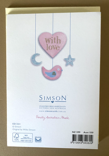 "Naming Day with Love" Cute Hanging Toys Glitter Accented Card By Simson Cards - Bild 4 von 5